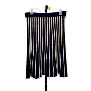 Pure Collection Cashmere Silk Striped Pull On Stretch M Skirt MSRP $195 Twee